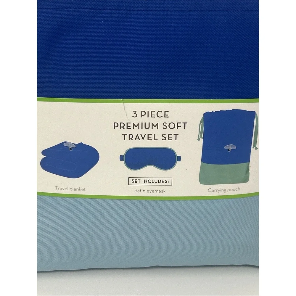 NEW WONDER LIMITED Limited 3 Piece Travel Set Bag Blanket Satin Eye Mask